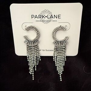 Park Lane Silver Rhinestone Fringe Hoop Earrings